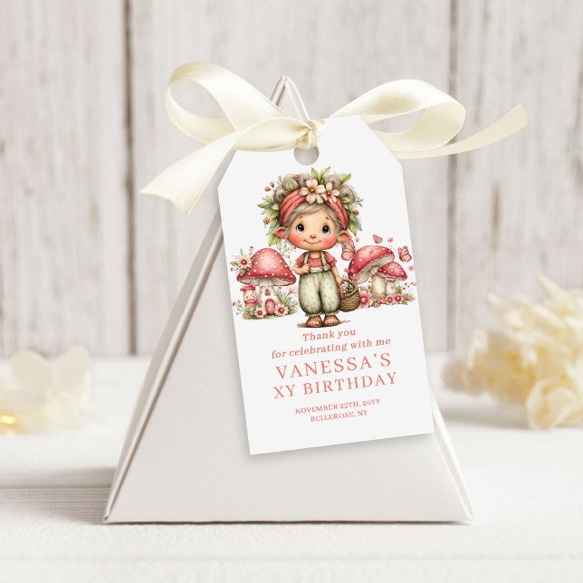 Étiquettes de cadeau d'anniversaire Fleurs roses D (Sweet Fairy Blush Pink Flowers Birthday Gift Tags)