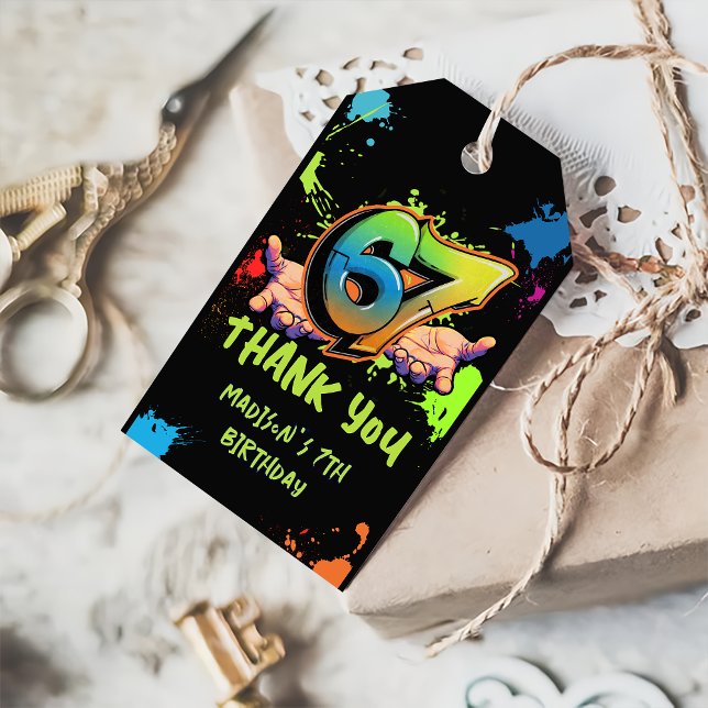 Étiquettes de cadeau d'anniversaire Graffiti Six S (Créateur téléchargé)