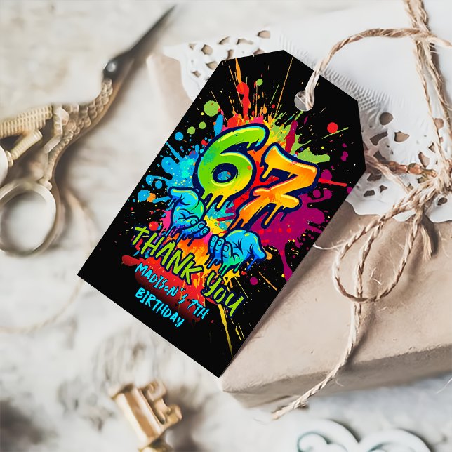Étiquettes de cadeau d'anniversaire Graffiti Six S (Créateur téléchargé)