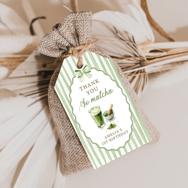 Étiquettes de cadeau d'anniversaire Matcha à rayur (Créateur téléchargé)