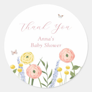 Étiquettes de cadeau de baby shower Élégance Flora