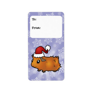 Étiquettes de cadeau de cobaye de Noël (délabr