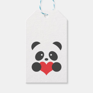 Étiquettes de cadeau de coeur de panda