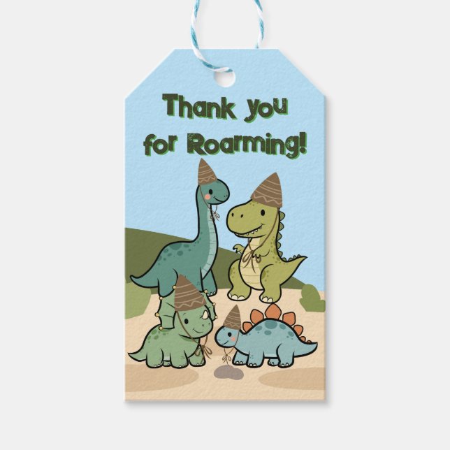 Étiquettes de cadeau de dinosaure mignon Étiquette (Devant)