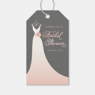 Étiquettes de cadeau de douche de mariage de robe 