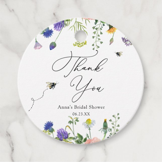 Étiquettes de cadeau de douche de mariée abeille f (Devant)