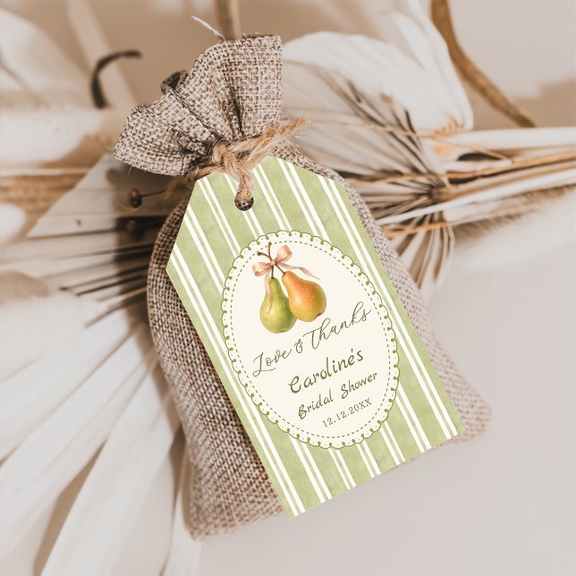 Étiquettes de cadeau de douche de mariée poire pai (Créateur téléchargé)
