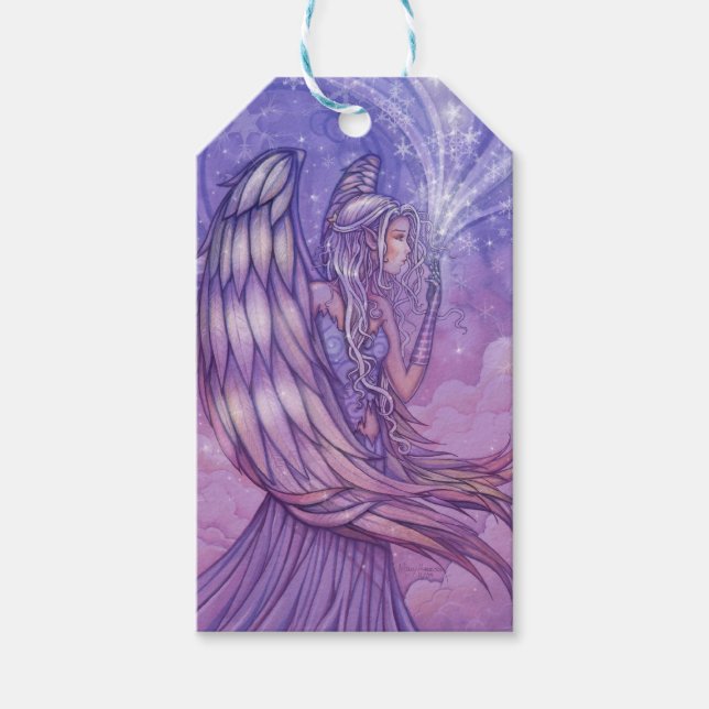 Étiquettes de cadeau de fantasy d'ange d'aube (Devant)