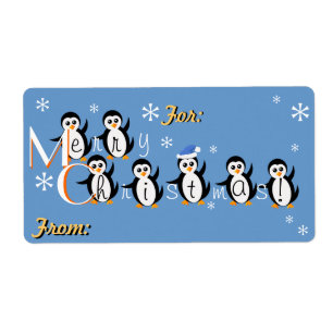 Étiquettes de cadeau de Joyeux Noël "de pingouins