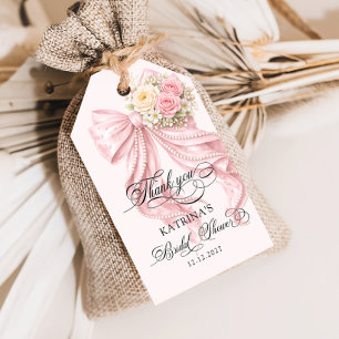 Étiquettes de cadeau de mariage avec nœud perlé él