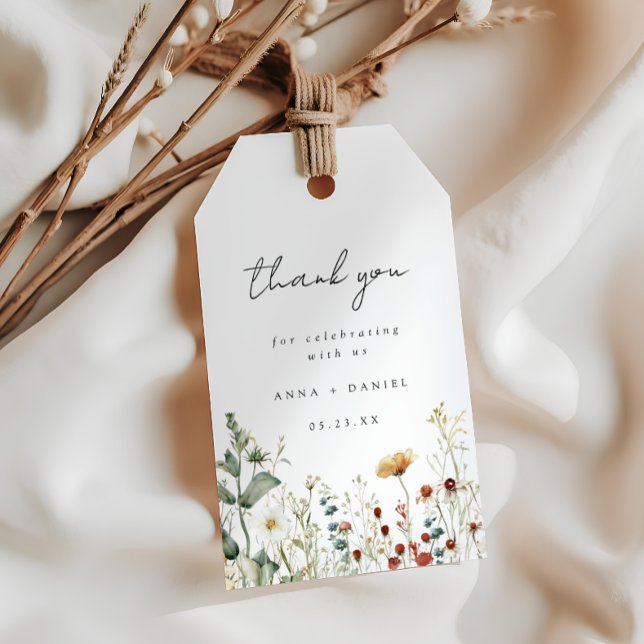 Étiquettes de cadeau de mariage champ de fleurs sa (Créateur téléchargé)