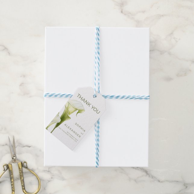 Étiquettes de cadeau de mariage "Delicates Callas" (Avec de laficelle)