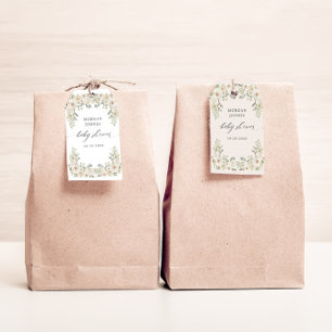 Étiquettes de cadeau de mariage floral ivoire élég