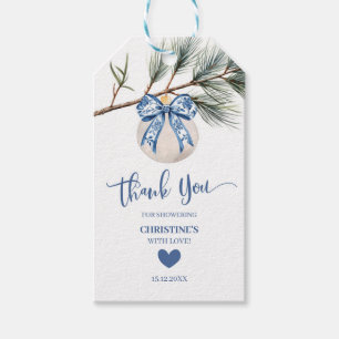 Étiquettes de cadeau de mariage hivernal à nœud en