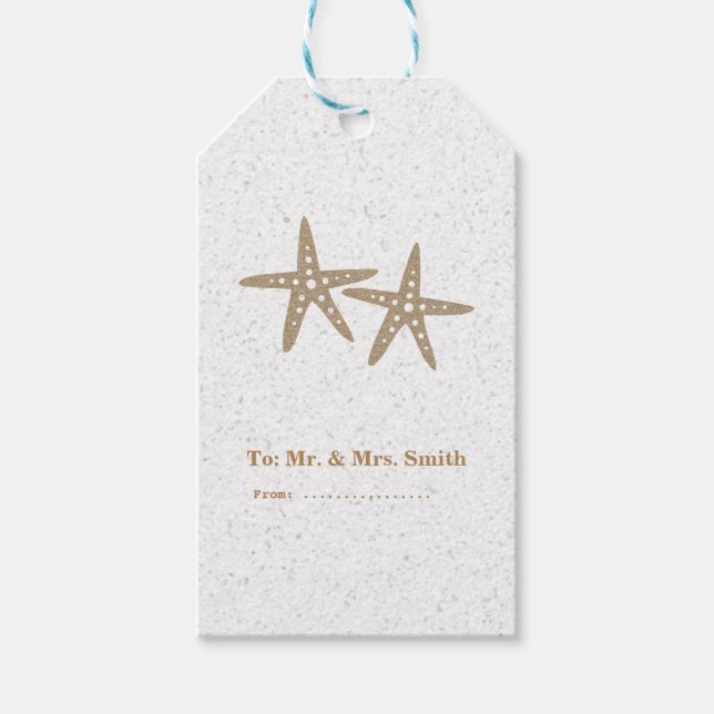 Étiquettes de cadeau de mariage pour douche de mar (Devant)