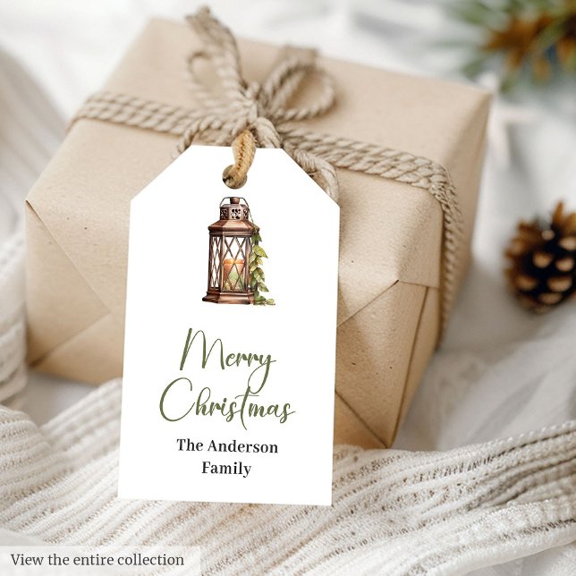 Étiquettes de cadeau de Noël aquarelle rustique ne (Cozy Neutral Rustic Watercolor Christmas Gift Tag)