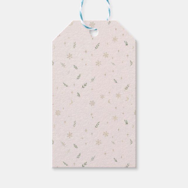 Étiquettes de Cadeau de Noël Blush Céleste (Devant)