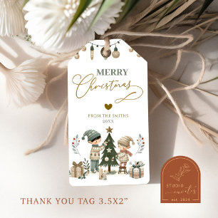 Étiquettes de cadeau de Noël Bohème Elfes