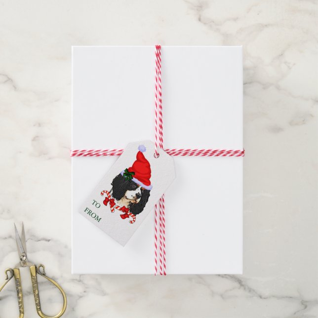 Étiquettes de cadeau de Noël Cavalier King Charles (Avec de la ficelle)