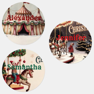 Étiquettes de cadeau de Noël Cirque Vintage