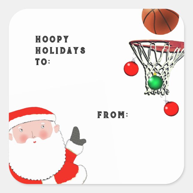 Étiquettes de cadeau de Noël de basketball (Devant)
