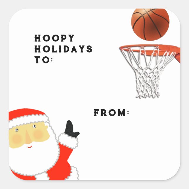 Étiquettes de cadeau de Noël de basketball (Devant)