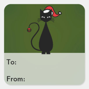 Étiquettes de cadeau de Noël de chat noir