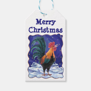 Étiquettes de cadeau de Noël de coq