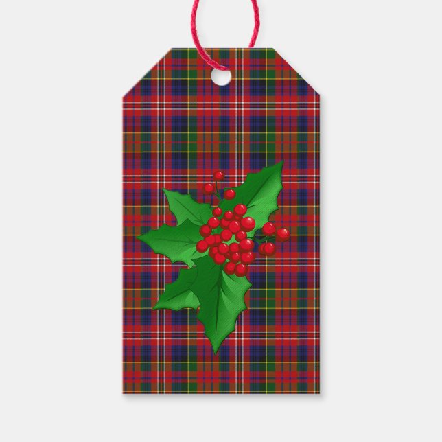 Étiquettes de cadeau de Noël de plaid de tartan de (Devant)