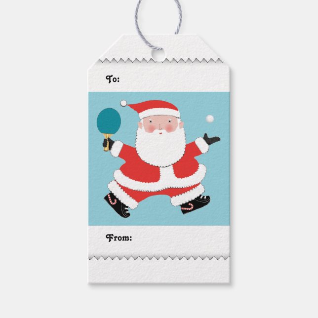 Étiquettes de cadeau de Noël de tennis de table (Devant)