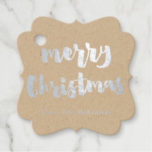 Étiquettes de cadeau de Noël en feuille d'argent