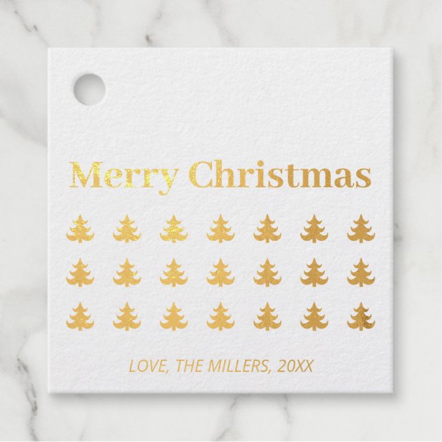 Étiquettes de cadeau de Noël en feuille d'or Joyeu (Devant)