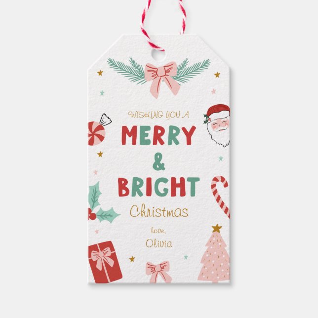 Étiquettes de cadeau de Noël mignonnes et pastel M (Devant)