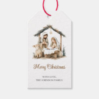 Étiquettes de cadeau de Noël Nativité