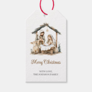 Étiquettes de cadeau de Noël Nativité