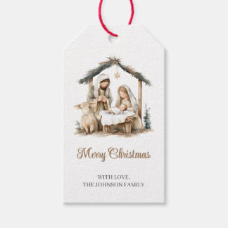 Étiquettes de cadeau de Noël Nativité