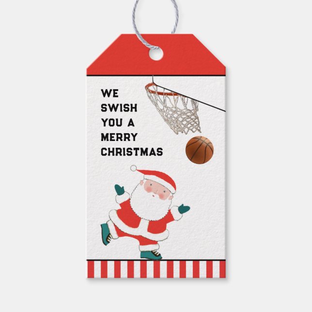Étiquettes de cadeau de Noël pour le basket-ball (Devant)