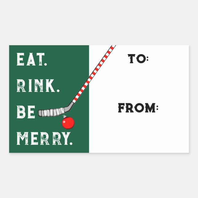 Étiquettes de cadeau de Noël pour le hockey (Devant)