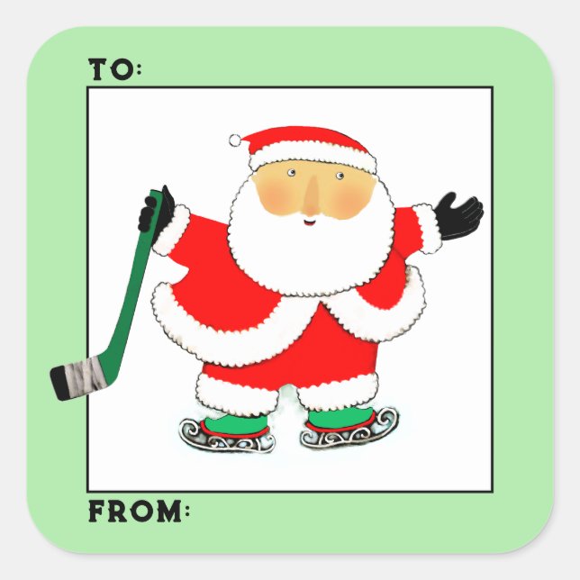 Étiquettes de cadeau de Noël pour le hockey (Devant)