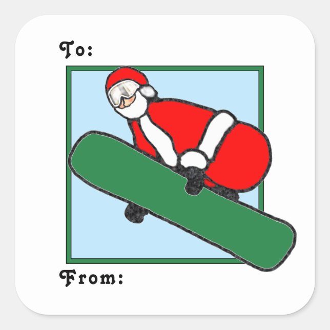 Étiquettes de cadeau de Noël pour le snowboard (Devant)