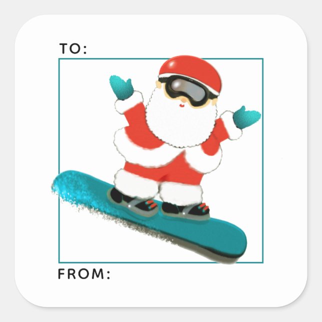 Étiquettes de cadeau de Noël pour snowboard (Devant)