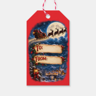 Étiquettes de cadeau de Noël traîneau du Père Noël
