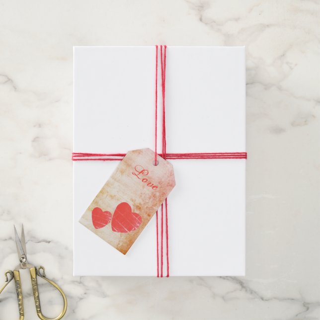Étiquettes de cadeau de Saint-Valentin en détresse (Avec de la ficelle)