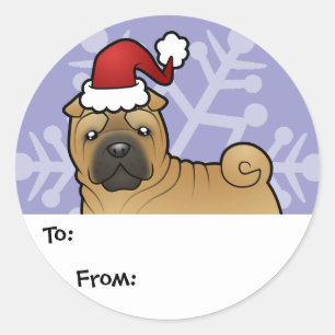Étiquettes de cadeau de Shar Pei de Noël