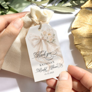 Étiquettes de cadeau de shower de mariage au ruban
