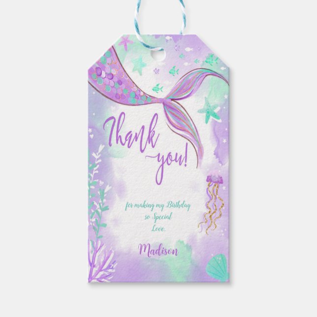 Étiquettes de cadeau de sirène mignonne (Devant)