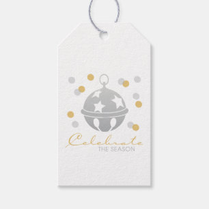 Étiquettes de cadeau de Sleigh Bell d'argent et