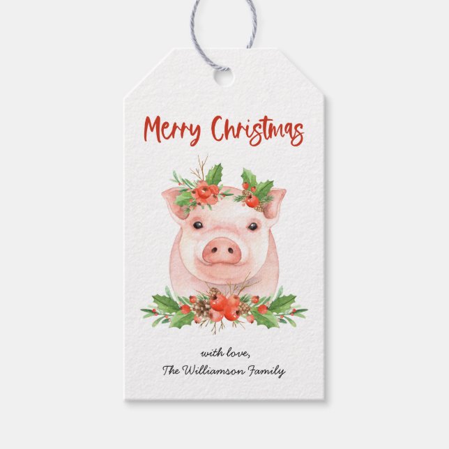 Étiquettes de cadeau de vacances pour le cochon de (Devant)