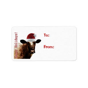 Étiquettes de cadeau de vache à vacances