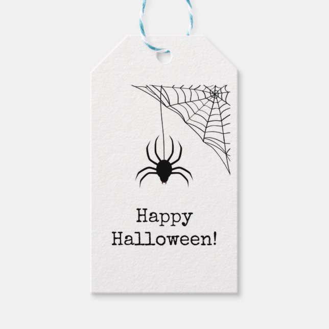 Étiquettes de cadeau d'Halloween, Araignée noire,  (Devant)